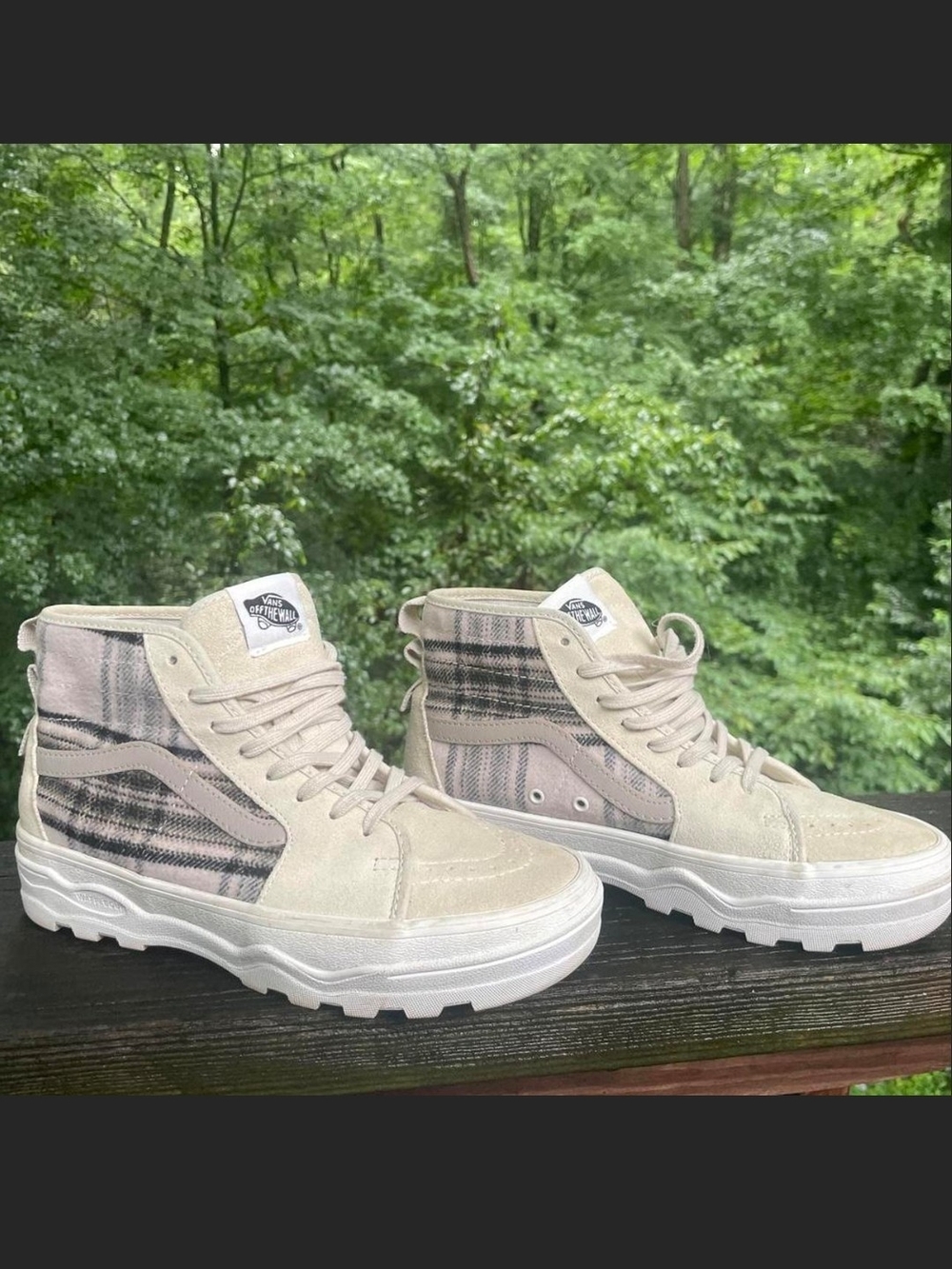 Vans SK8-HI MTE Gray And Biege, And Plaid. Men's 5.5 Women's 8